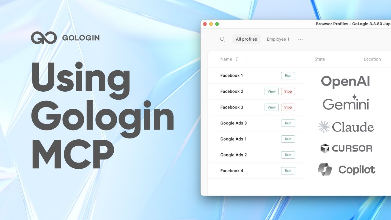 How to use Gologin API via MCP with Claude (No code required)