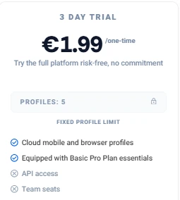 Multilogin 3-Day Trial Plan