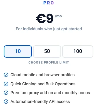 Multilogin Pro 10 Plan