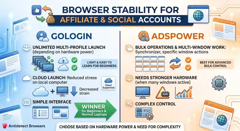 Browser Stability for Affiliate Dashboards and Social Accounts 