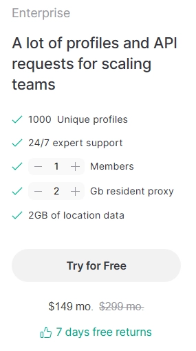 GoLogin Enterprise Plan
