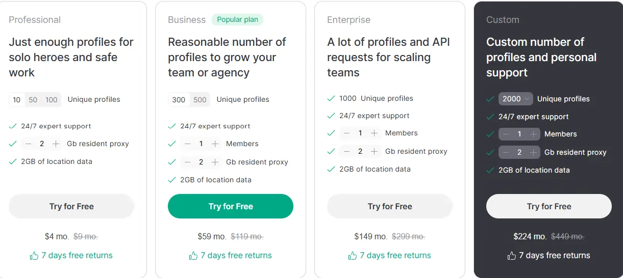 GoLogin Pricing Plans
