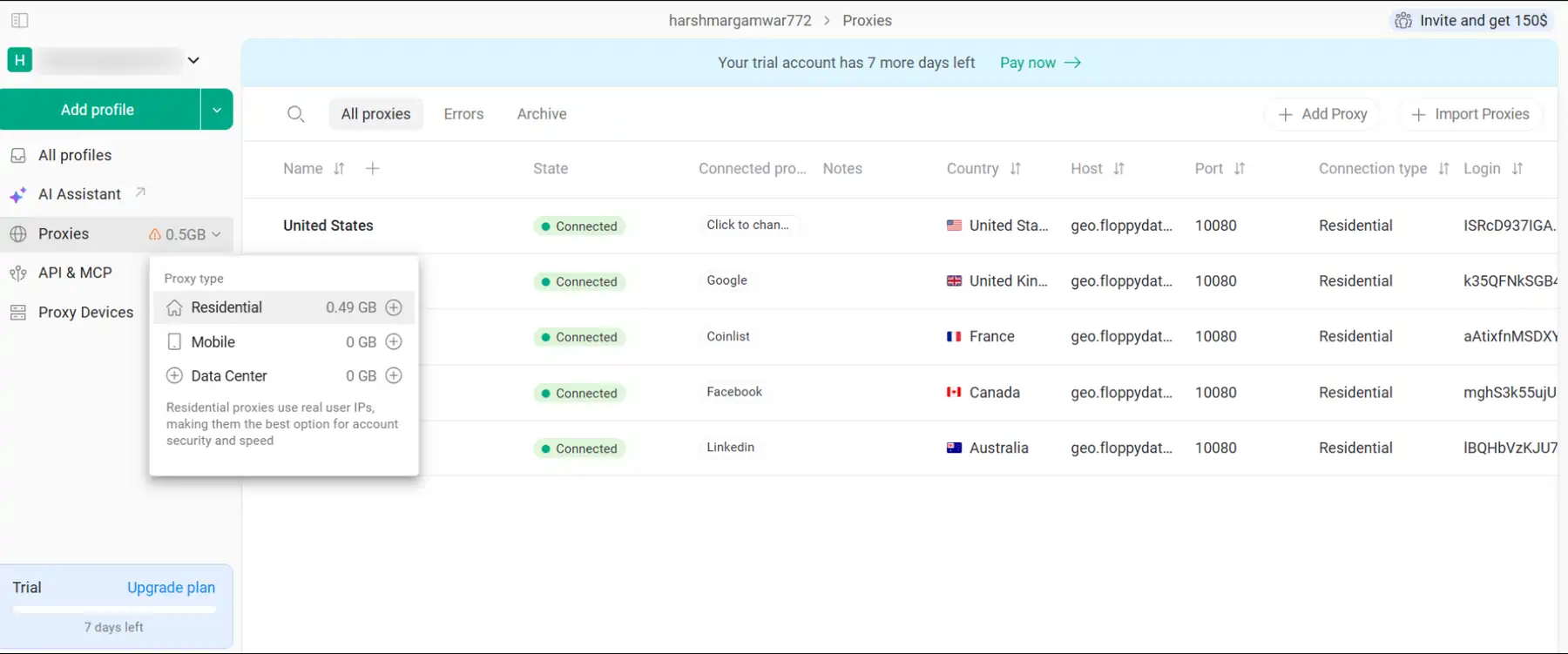 GoLogin Proxy Integration