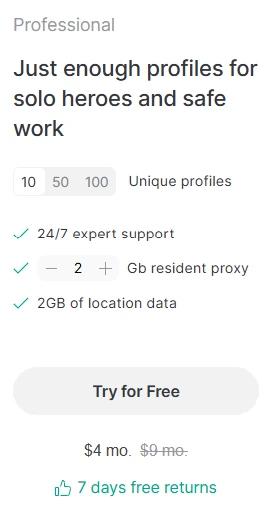 Professional Plan GoLogin