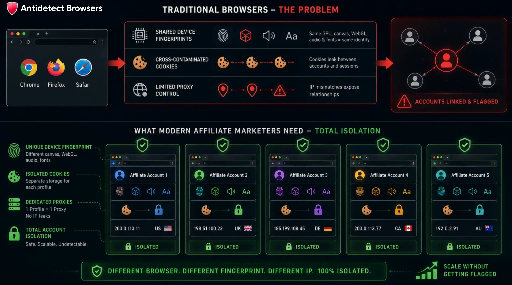 9 Best Anti-Detect Browsers for Affiliate Marketing in 2026 2 The Problem With Traditional Browsers