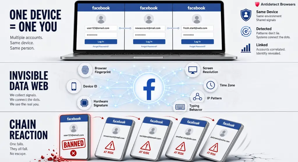 How to Manage Multiple Facebook Accounts Safely in 2026 2 Facebook account tracking across multiple linked profiles