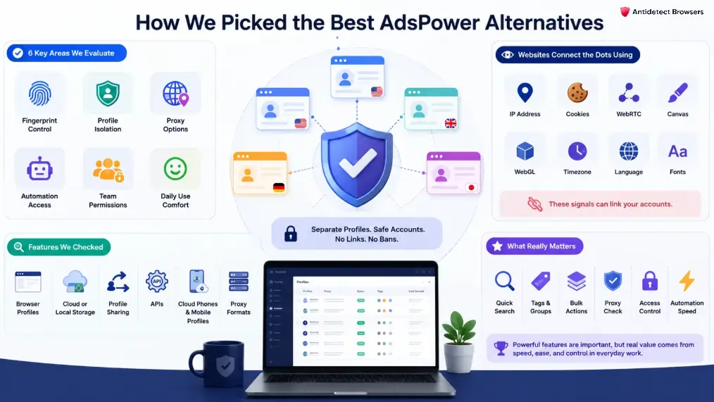 6 Best AdsPower Alternatives for Multi-Accounting (2026) 2 How We Chose These AdsPower Alternatives