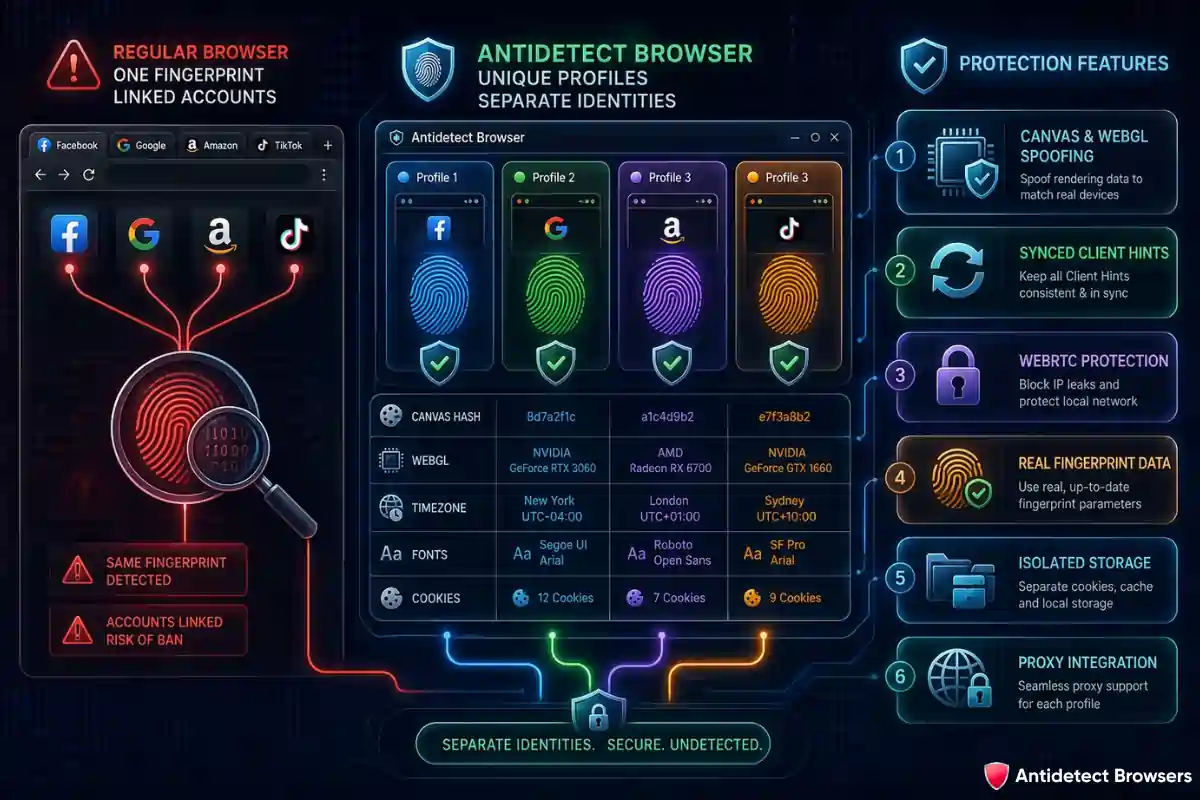What Is Browser Fingerprinting? Tracking Signals Explained 5 Managing separate digital identities with antidetect technology