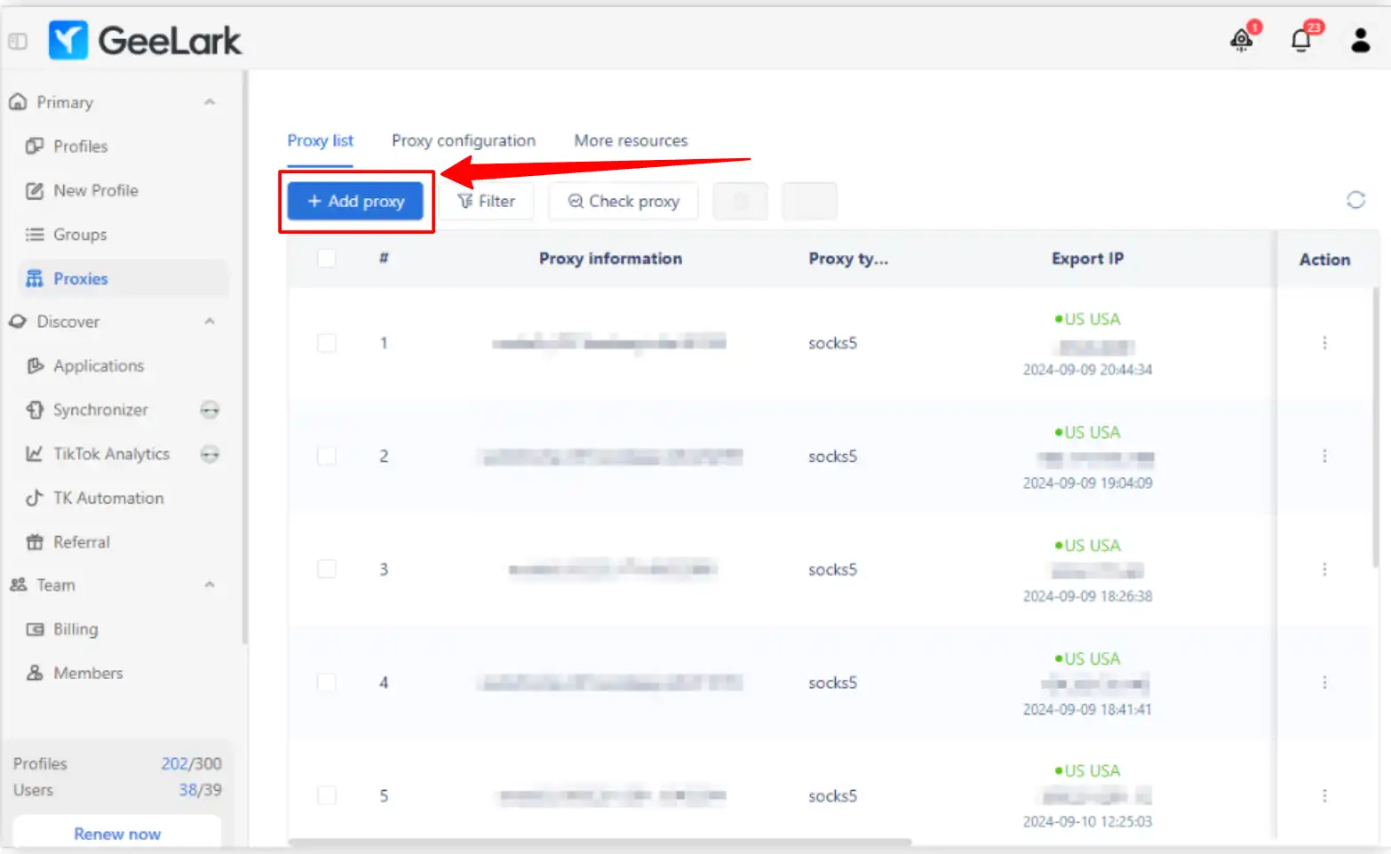Attaching a proxy in GeeLark Anti-Detect browser