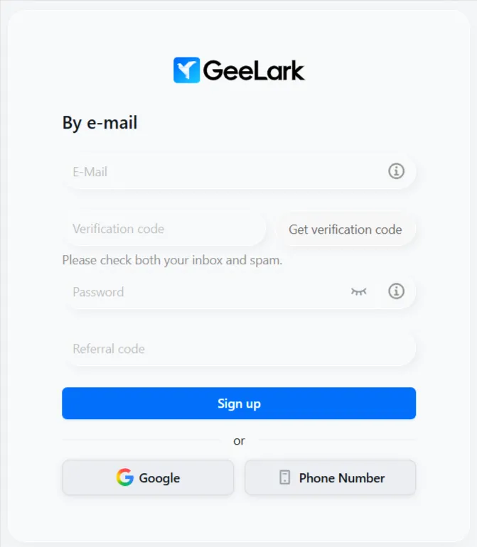 GeeLark Sign-up