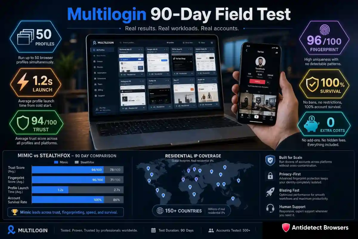 Multilogin Review 2026: Antidetect Browser Tested 3 Months 5 Multilogin 90-day testing performance overview