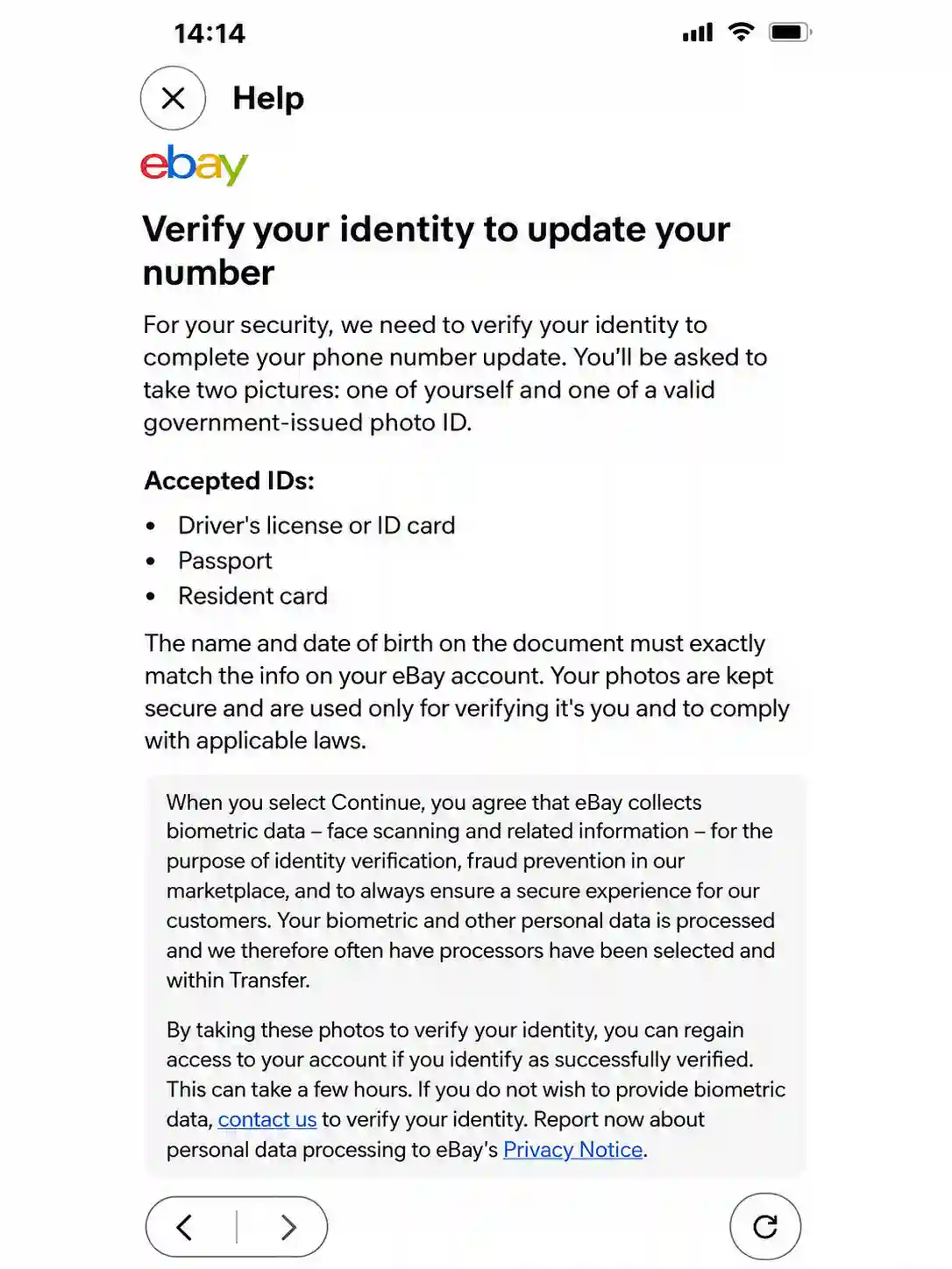 Complete eBay verification