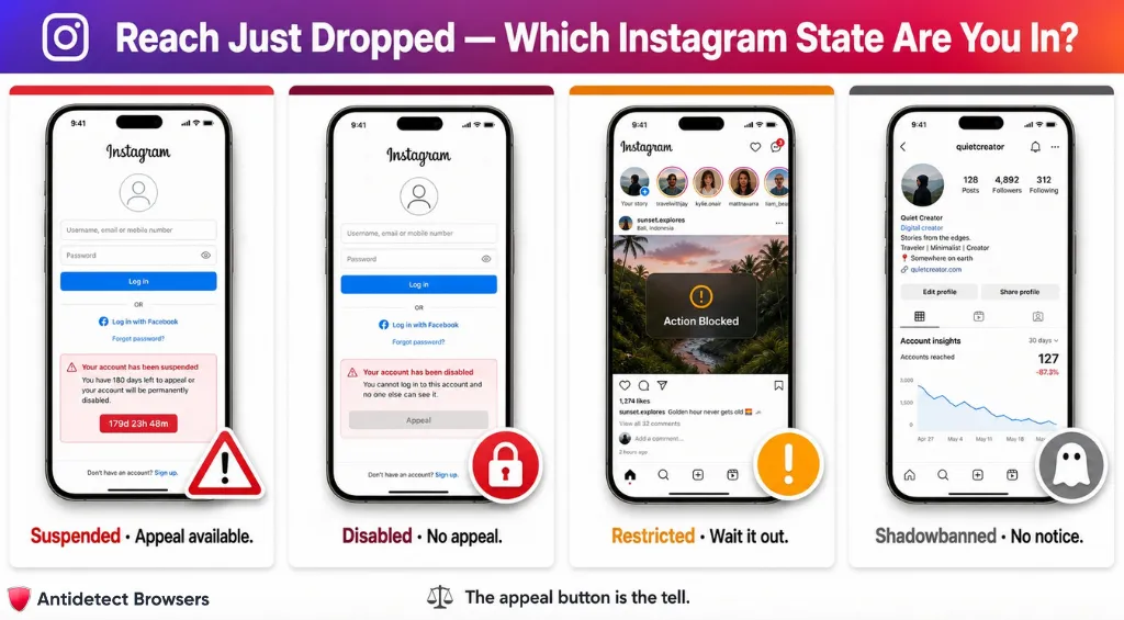 Instagram suspension, disabled, restricted account states explained