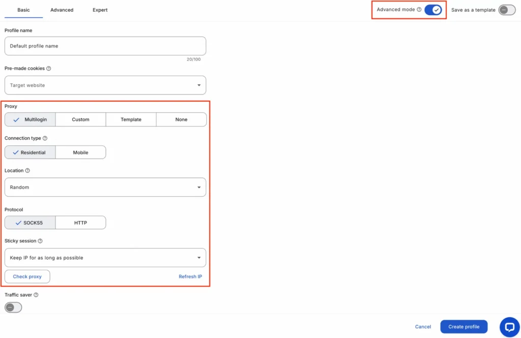 Multilogin Built in premium proxies