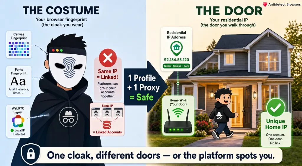Residential proxy completes antidetect browser profile protection