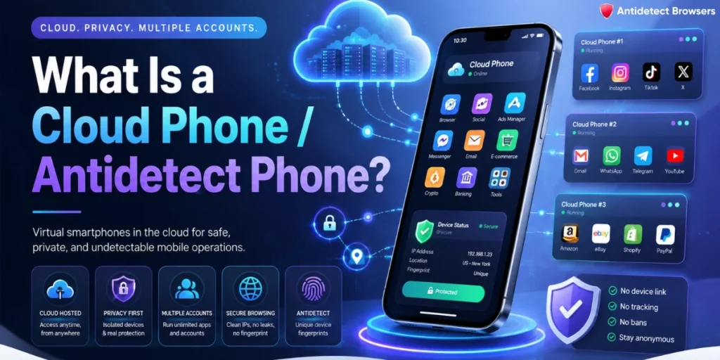 What Is a Cloud Phone? Full Antidetect Phone Guide for 2026 1 What Is a Cloud Phone Antidetect Phone