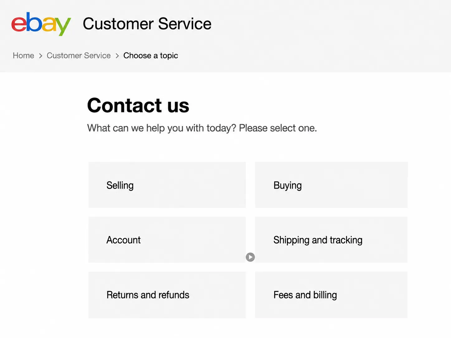 Contact with eBay