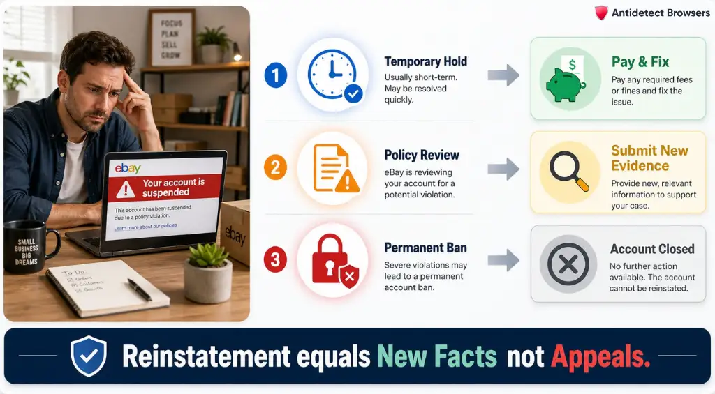 eBay permanent suspension reinstatement eligibility and options