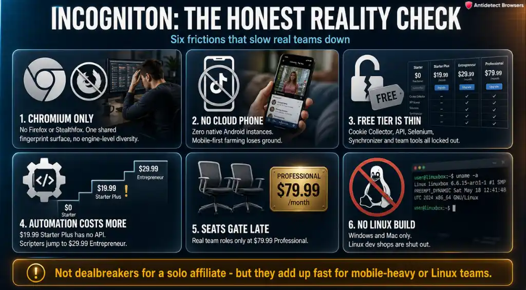 Incogniton Review 2026: I Tested It Using My Own Ad Accounts 11 Incogniton Limitations Across Browsers, Mobile, Teams